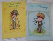 2 VINTAGE LARGE SIZE, APPROX. A4 BIRTHDAY CARDS  UNUSED - SARAH KAY STYLE