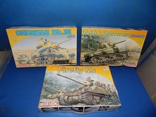 3x 1/72 Dragon AFV Model Kits: 7273 M4A1, 7288 Sherman Mk.III & 7303 Firefly