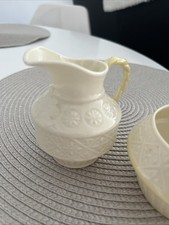 Belleek jug and sugar bowl Green Stamp