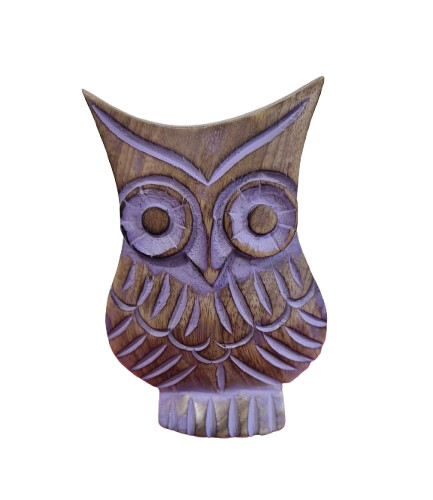 Wooden owl figurine glasses - owl,