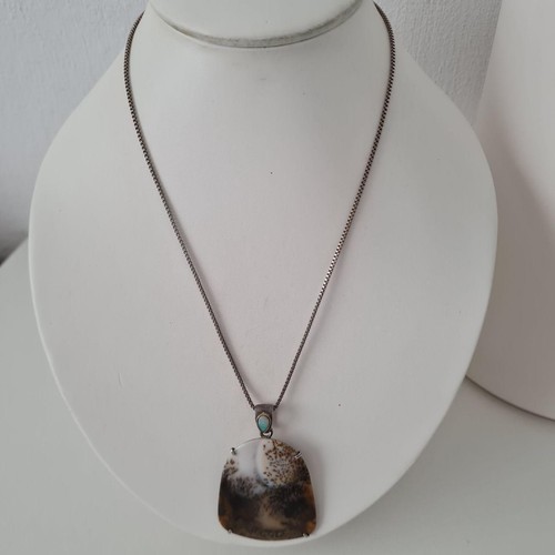 Dendritic agate pendant with - pendant,