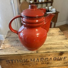 Vintage Red Glazed West German Pottery Teapot / Coffee Pot - Retro!