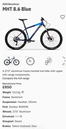 Boardman mht 2020 5in m - boardman, 27.5in