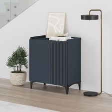 Olie Modern Deep Blue Cabinet with Black Legs – Storage Sideboard 70x80cm
