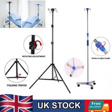 Foldable Portable IV Pole Drip Bag Stand Intravenous Pole Stand Silver/Black