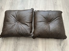 2  x Genuine Leather Cushions 45cm x 45cm Brown - Brand New