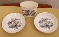 Vintage Royal Worcester 'Woodland' Fine Bone China 3 Piece Trinket Set Used VGC
