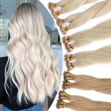 INVISIBLE Nano Ring Beads Real Human Hair Extensions Full Head Blonde Thick 1G/s