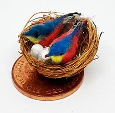 Dolls House Two Birds and a Nest With Eggs Tumdee  1:12 Scale Pet Miniature 4