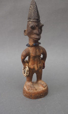 GOOD OLD WEST AFRICAN TRIBAL ART NIGERIAN YORUBA IBEJI DOLL METAL EYES & COWRIES