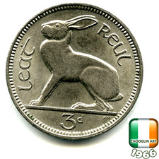 An IRISH 1966 THREEPENCE 3d