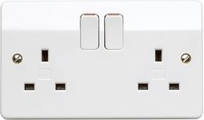 MK Double Socket Logic Plus 13A 2 Gang - K2747 WHI DP White Antimicrobial - NEW