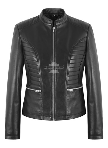 Ladies biker black leather - ladies,