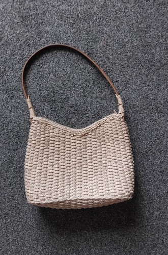 Summer wicker bag with wooden