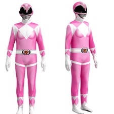 Hot Power-Ranger Kids Cosplay Jumpsuit Halloween Comfortable Adults Sizes UK New