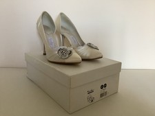 Ladies Ivory Satin Wedding Shoes Size 4 1/2 Uk, Good Condition 
