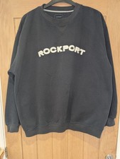 Vintage Rockport Spell Out Sweatshirt Jumper Navy Blue Mens XL Y2K 90s 00s Logo