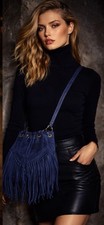 Borse In Pelle Navy Blue Suede