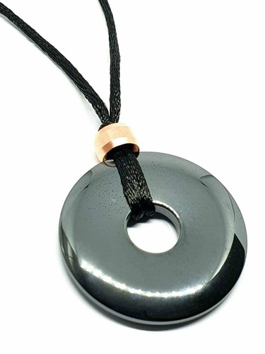 Hematite donut pendant - hematite,