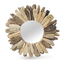Rustic Driftwood Round Mirror