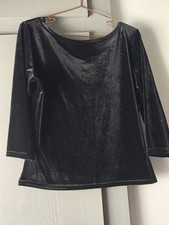 Vintage GINA BACCONI Womens Velour top Long Sleeve Black Size 16Length 22"