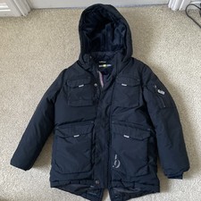 TED BAKER BOYS AGE 6-8 BLACK THICK PADDED WARM LINED HOODED COAT ZIP/POPPERS