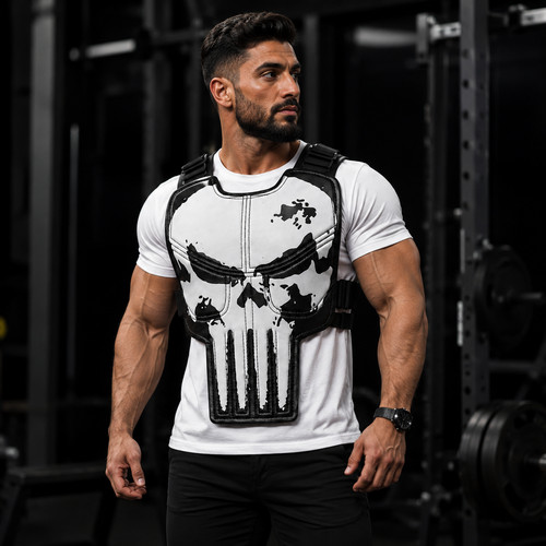 Skull leather tactical vest - leather,
