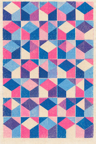 Pink blue geometric - blue, boxes