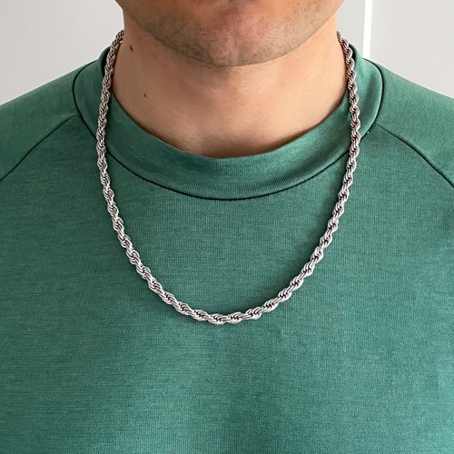 5mm thick silver twisted - 20”,