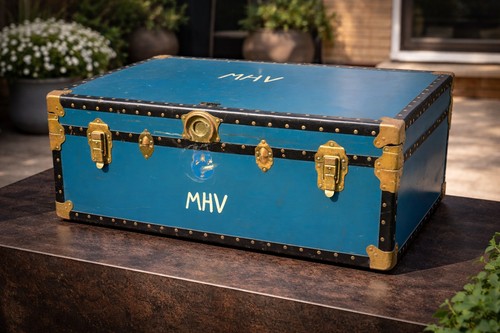 Huge vintage blue steamer - blue,
