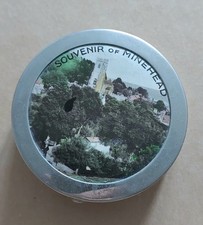 Vintage SOUVENIR of MINEHEAD Metal Trinket Box ,  Ornament Photograph Scene 