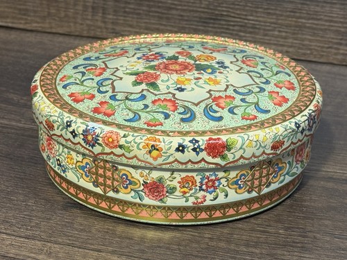 Vintage decorative lidded tin - decorative,