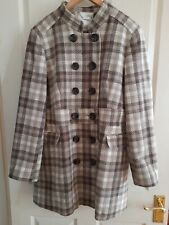 Debenhams John Rocha Ladies Wool Blend Beige/Brown Checked Smart Coat Sz 16