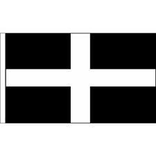 18" x 12" (45 x 30 cm) Cornwall Cornish St Piran's Day Sleeved Polyester Flag