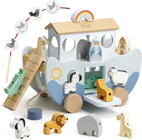 Wooden noahs ark toy - wooden,