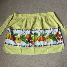 Vintage St Michael Yellow Pinny Apron Strawberries Grapes Apples Fruit 1960s