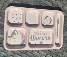 Kids Unicorn 5 Section Children Food Plate Meal Tray Toddler Dinne