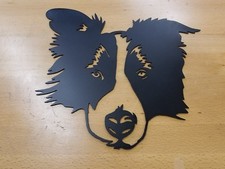 Border collie metal wall art