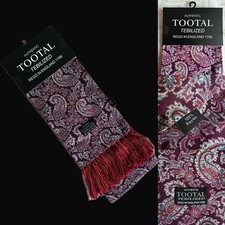 Tootal Vintage Mod Scarf, Burgundy Paisley, MOD, Retro, BNWT