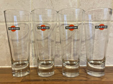 Martini High Ball Tumbler Glasses Original Martini Logo Hold 1/2 Pint Set Of 4