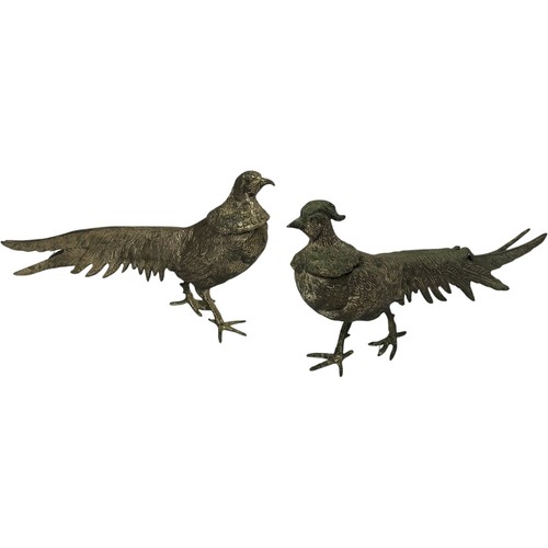 Vintage metal silver pheasant - metal,