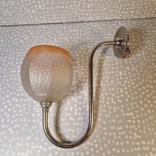 Vintage Orange Glass Art Deco Chrome Goose Neck Wall Light lamp Frosted