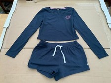Jack Wills navy women's lounge PJ LS top & shorts set UK 4 new