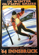 Jimmie Heuga 1964 Innsbruck IX Olympics Skiing Art Poster 24"x36" Signed 21/100