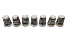 7 x Collectors China Thimbles Days Of the Week Nursery Rhyme Ceramic Thimbles