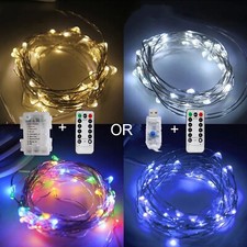 USB/Battery 2/5/10/20M Rice Copper Wire String Fairy Lights Remote Control Timer