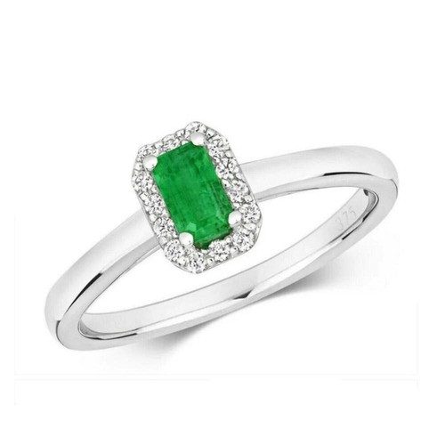 Real emerald and diamond - emerald, ring