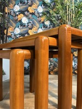 Vintage Teak Nest Of 3 Tables Danish Mid Century Modern Retro Side Nesting