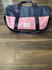 Jack Wills Sports Gym Zipped Canvas Duffle Bag RETRO Cylinder Pink/Navy
