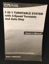 VINTAGE CRAIG 5 IN 1 TURNTABLE MANUAL +